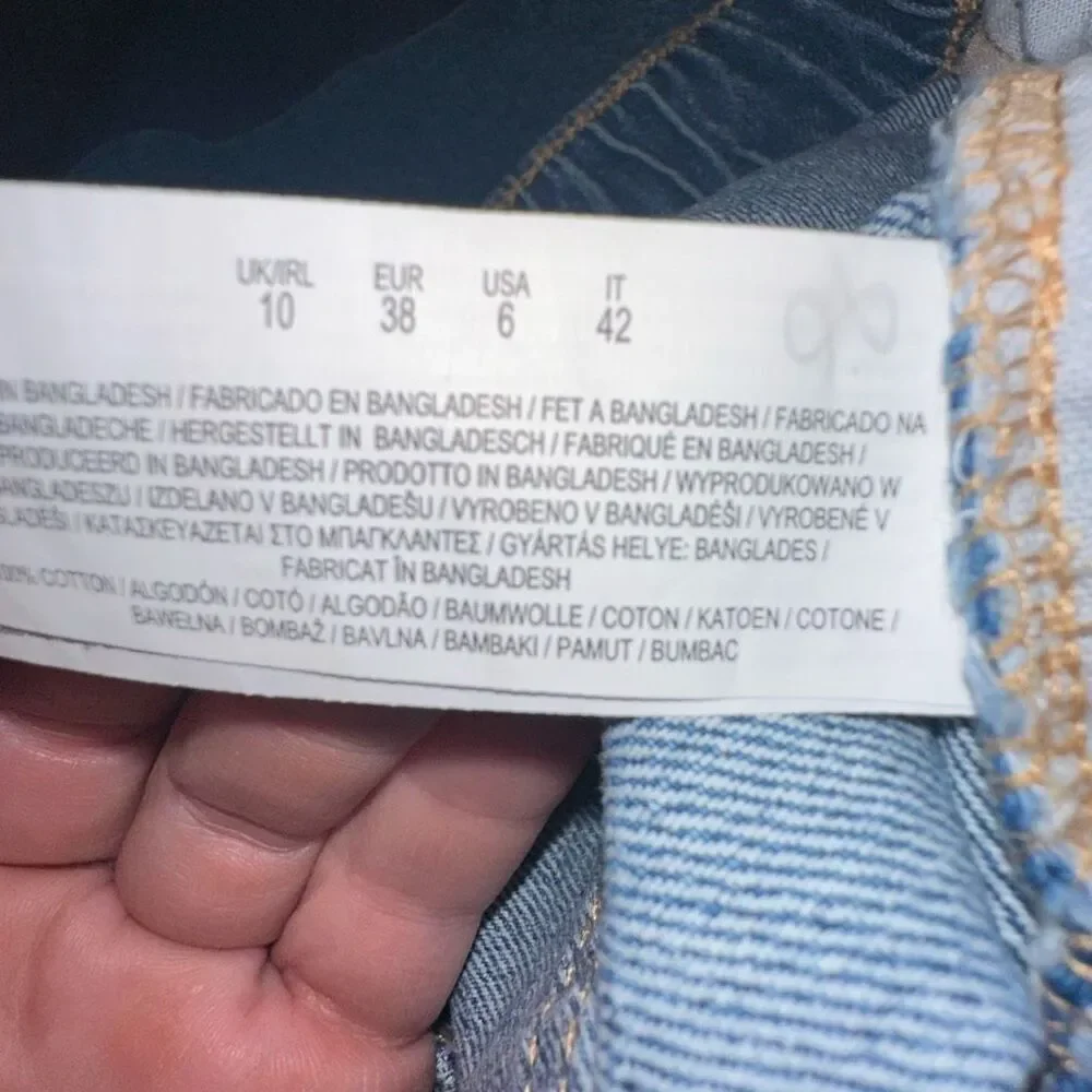 Primark High Rise Wide Leg Baggy Jeans elastic waist size 6 denim